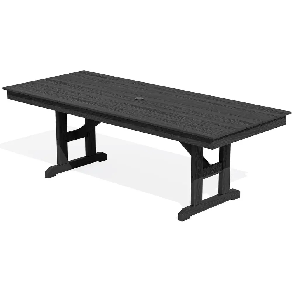 

All-Weather 84 Rectangular Outdoor Dining Table, Seats 6-10, Black HDPE for Patio & Garden
