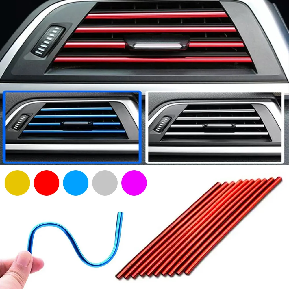 

10Pcs 20cm Car Air Conditioner Outlet Decorative PVC Soft Glue U Shape Moulding Trim Decor Strips Car Air Outlet Trim Strip