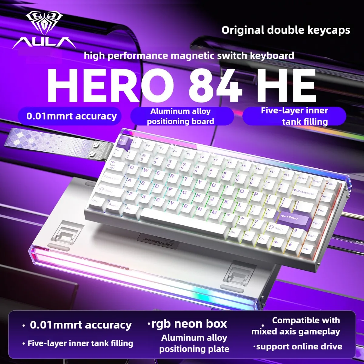 AULA HERO 84HE Mechanische Tastatur Magnetschalter 8000 Hz Schnelle Reaktion Hot Swap Esports Wired