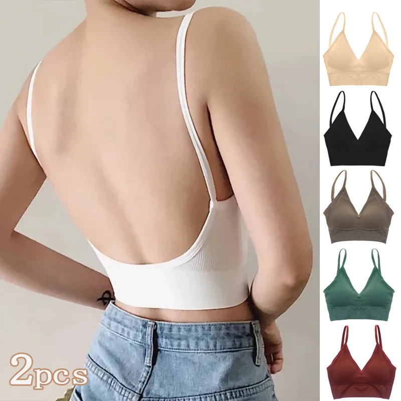 Sexy bezešvé podprsenky pro ženy s vycpaným spodním prádlem, bezešvé, s odhaleným zadkem, top s tílkem, bavlněná bezdrátová fitness podprsenka - náhled 4