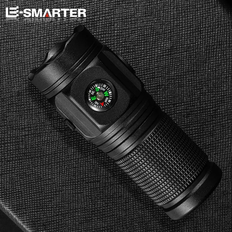 4*XHP LED Flashlight Mini Adventure Compass Torch 2000LM Portable Strong Lamp with Tail Magnet Pen Clip and Safety Belt Cutter