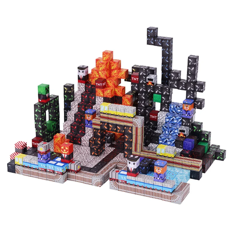 

50-300PCS Magnetic Blocks Game Mine Magnet World Toys For Boys Girls Montessori Sensory Cubes For Toddlers Gift