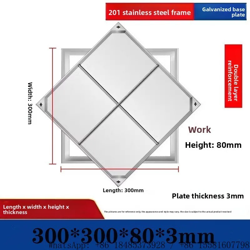 Embedded Hidden Stainless Steel Drain Grate  Anti-rust Square Invisible Manhole Cover Reinforced Load-bearing Sewer Well Cover