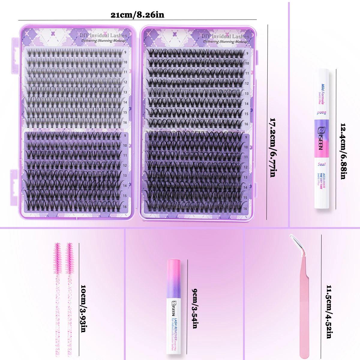 مجموعة مجموعات الرموش ذاتية الصنع مكونة من 3 طراز مختلط بسمك 9-16 مم وفرشاة رموش ملاقط للمظهر الطبيعي إلى البهجة بأسلوب متعدد #2