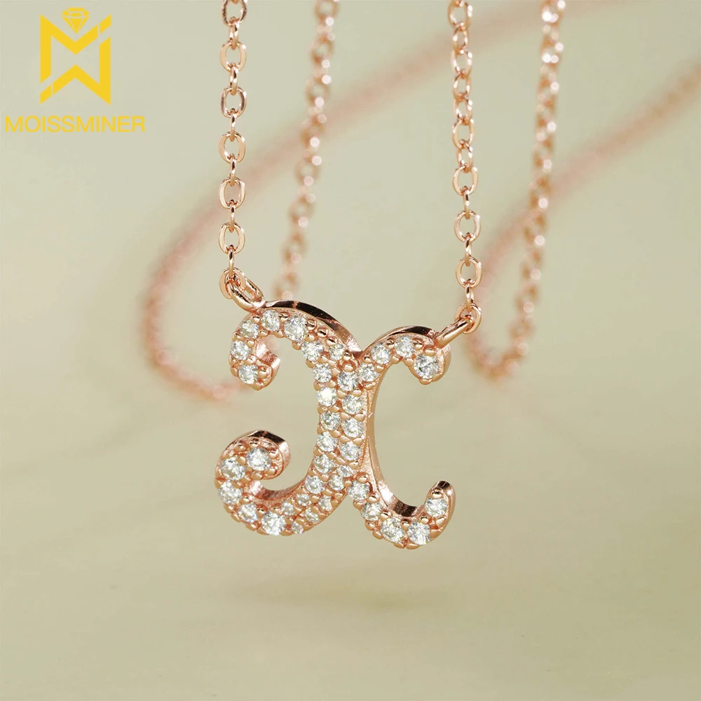 

Letter X Collarbone Necklace Moissanite S925 Silver Iced Out For Men Women Hip Hop Jewelry Pass Diamonds Tester With GRA