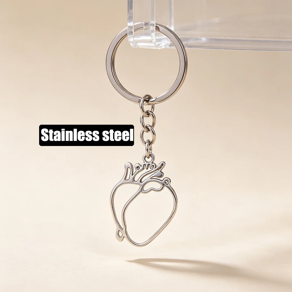 Stainless Steel Hollow Heart Keychain Medical Biological Anatomy Keyring Minimalist Accessory Gift for Doctor Nurse Gifts
