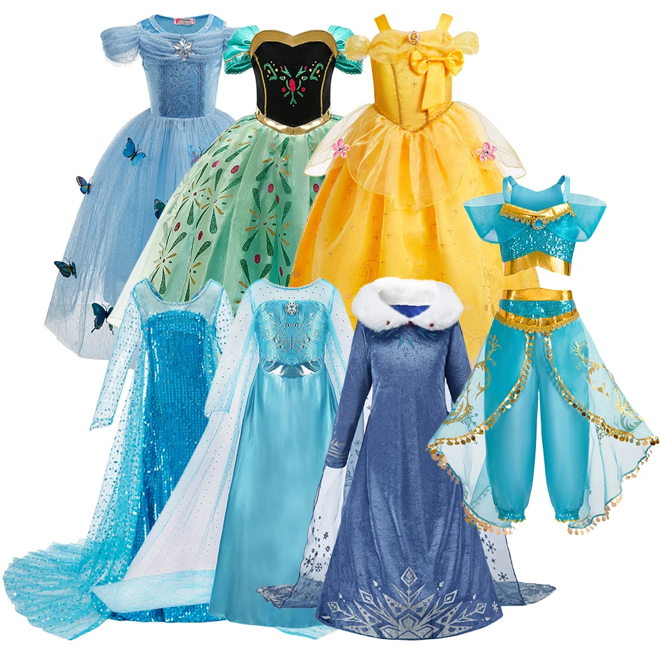 Kids Elsa Costume Children Snow Queen Cosplay Snowflake Clothes Girls Princess Dress Performance Clothing Kids Cosplay Dresses