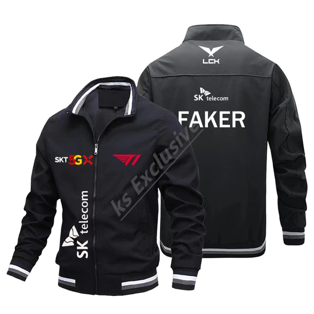 New 2023 LCK SK Telecom T1 Global Finals Jacket S13 Casual Men\'s Windproof Bomber Jacket FAKER Fan Jacket t1 Team Support Top