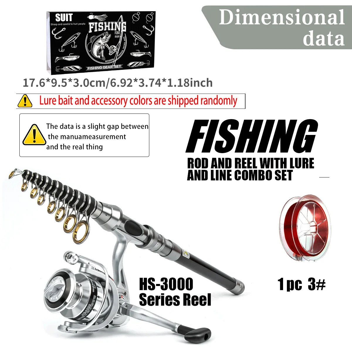 data fishing pole Ice Live Sonar Micro 18-34" Telescopic Fin Gear equipped with a Removable LED Light and USB Charger Telescopic Fishing Rod and Reel
