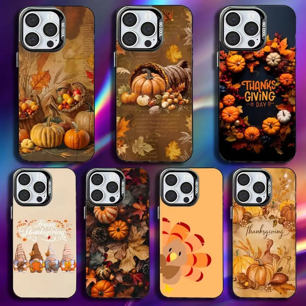 

Happy Thanksgiving Day Phone Case For iPhone 17,16,15,14,13,12,11,Pro,Max,Plus,Mini,XS,SE Anti Fall Black Matte Hard Bumper