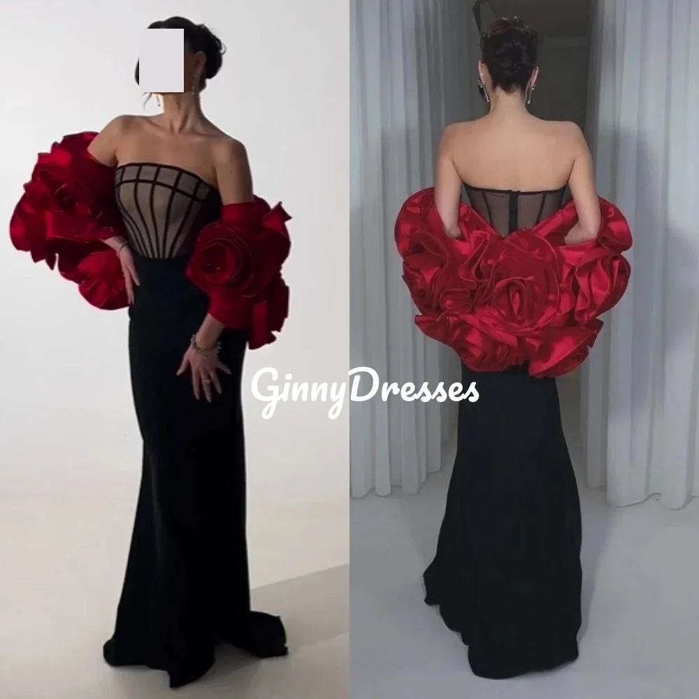 Vestidos personalizados para graduación sirena sin tirantes hasta el suelo flores cremallera hasta vestidos de noche de lujo correas casquillo fiesta de boda Dre