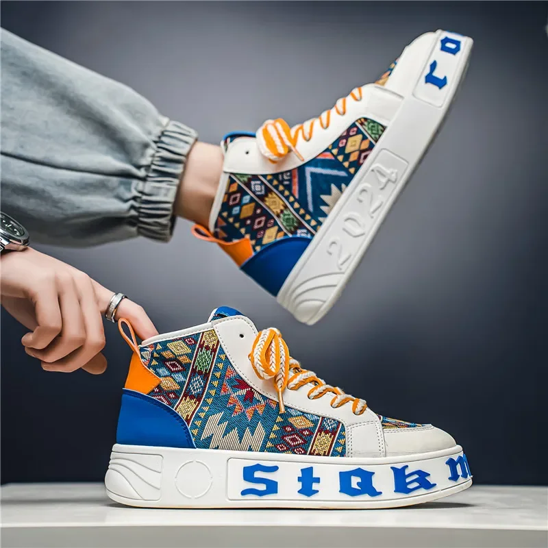 Fashion Men's and Women's Casual Versatile Lace Up High Top Sports Shoes Trendy and Fashionable  2024 New Men's Canvas Shoes