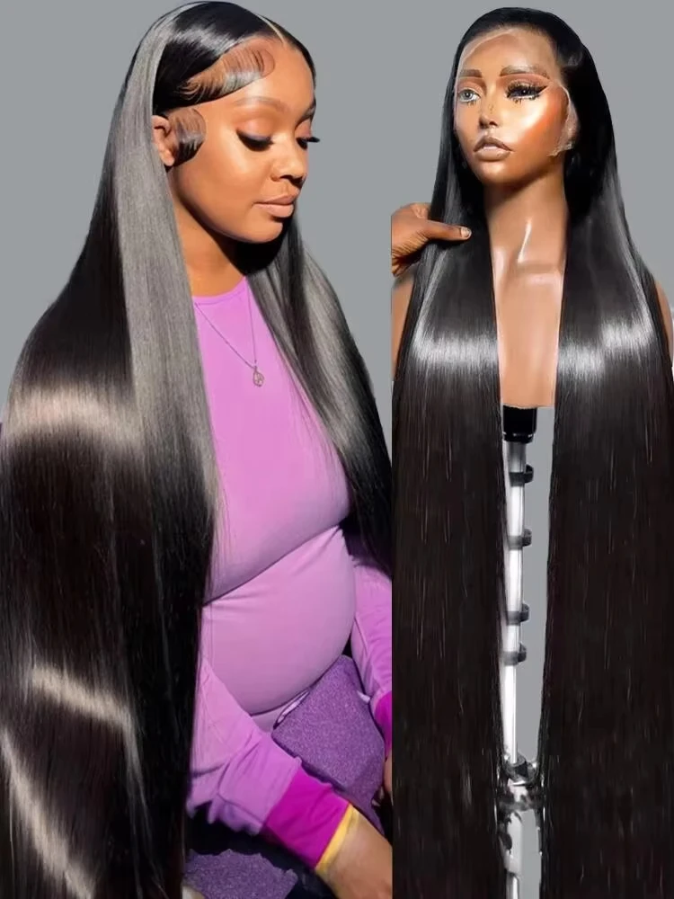 

30 40 Inch 200 Density Frontal Wigs For Black Women Brazilian Wigs Human Hair 13x4 Bone Straight HD Transparent Lace Front Wigs