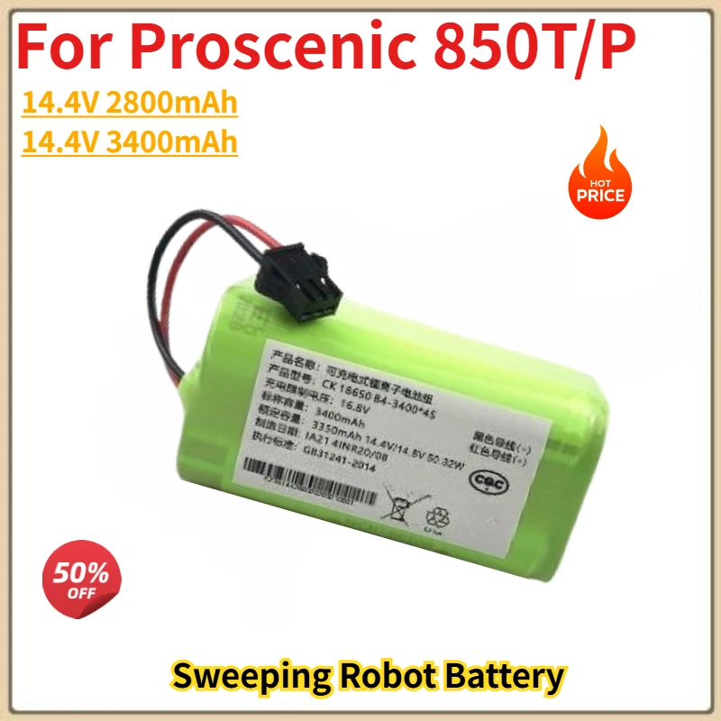 High Quality Battery 14.4V 3400mAh For Proscenic 850T/P Robot Vacuum Cleaner Brand New Replacement Battery