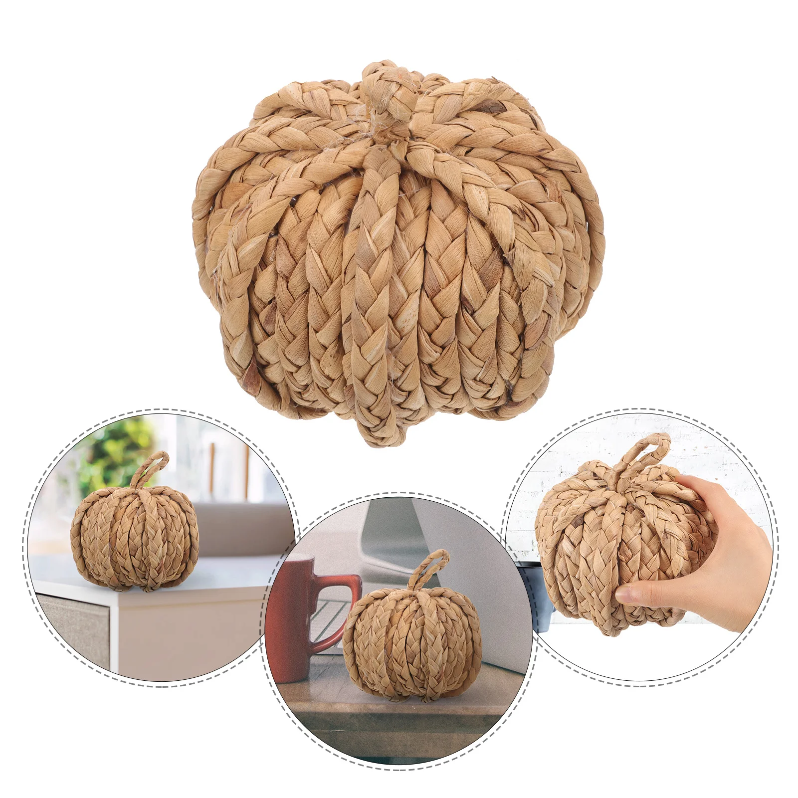 

Natural Straw Pumpkin Decor Desktop Ornament Halloween Party Tabletop Pumpkin Adornment Festive Tabletop Decor