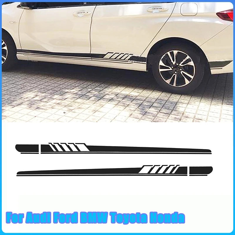 Car Door Side Stickers Wrap Racing Stripes Universal Race Stripes Door Decals Skirt Auto Vinyl Film Body Door Accessories Decals