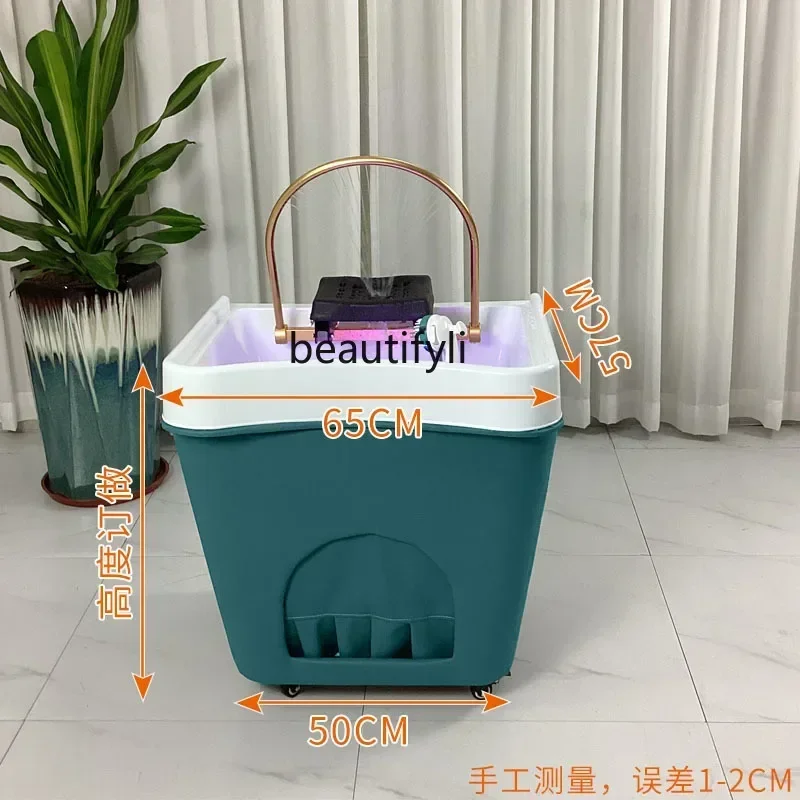 Movable Shampoo Basin Head Therapy Machine Supporting Massage Couch Facial Bed Fumigation Water Circulation Shampoo Machine