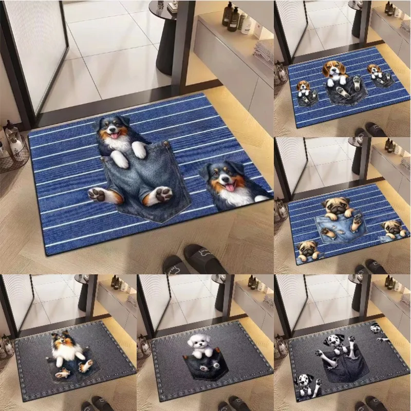 

Creative Cowboy Dog Carpet Spotted Dog Sandskin Dog Beagle Dog Bathroom Anti Slip Water Absorbing Floor Mat Home Decoration