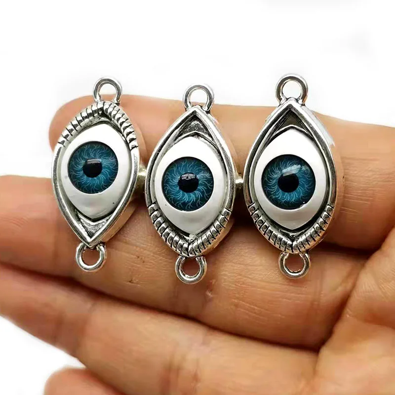 

25 Pieces Alloy Base Double Hanging Eyes Can Be Handmade D I Y Bracelets And Necklaces For Exorcism Protection