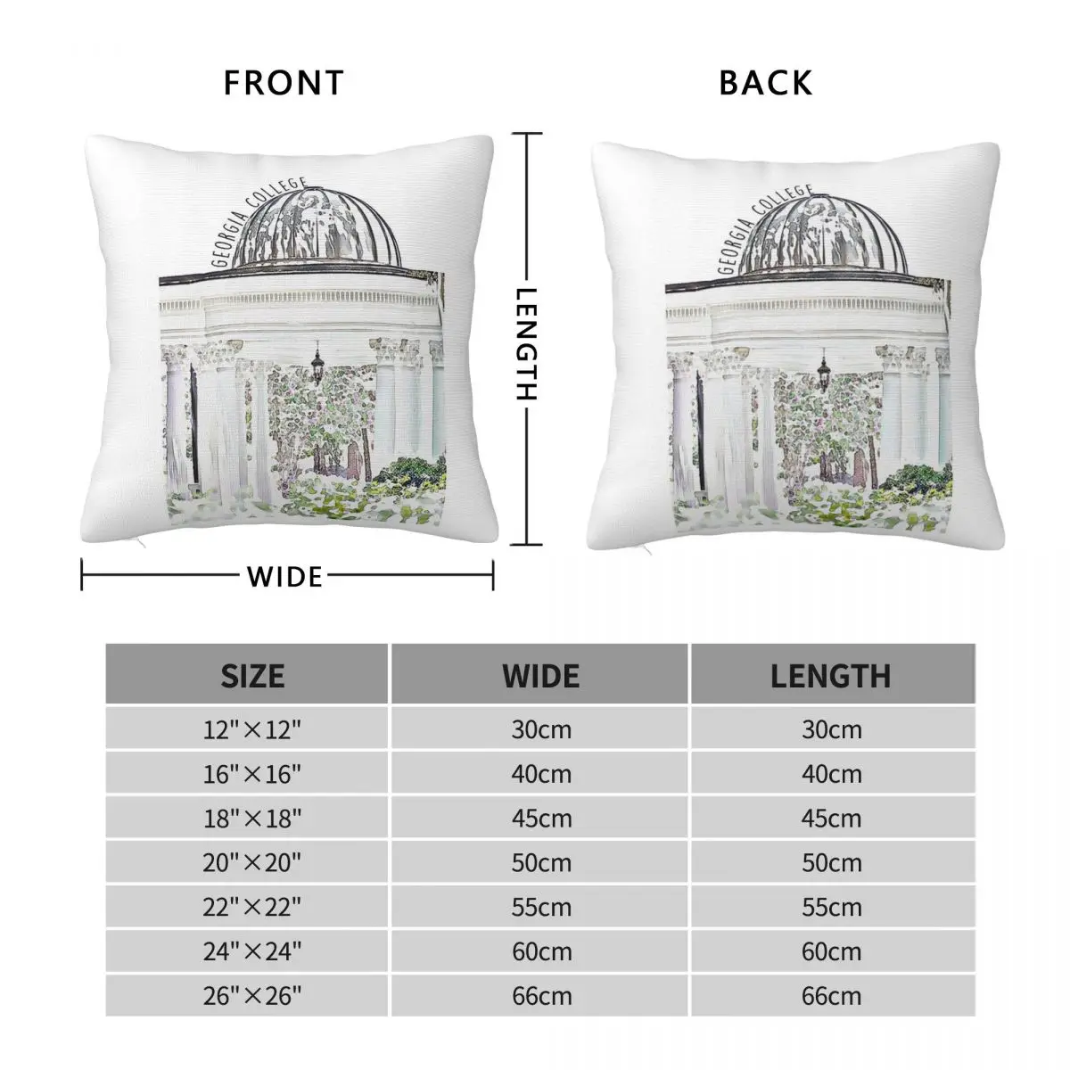Georgia College & State University Square Pillowcase Polyester Linen Velvet Pattern Decor Throw Pillow Case Car Cushion Cover