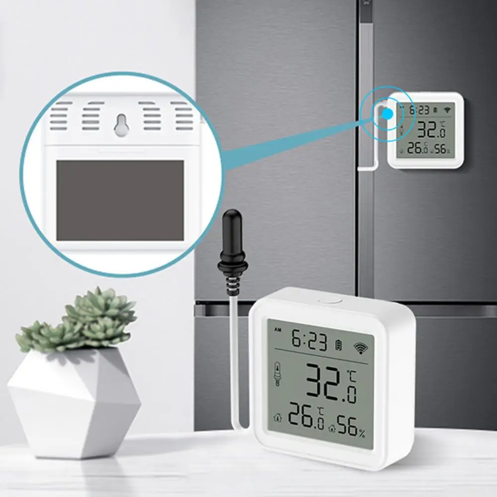 

Wi-Fi датчик температуры и влажности термометр с внешним зондом приложение дистанционное управление работает с гигрометром для умного дома датчик растений