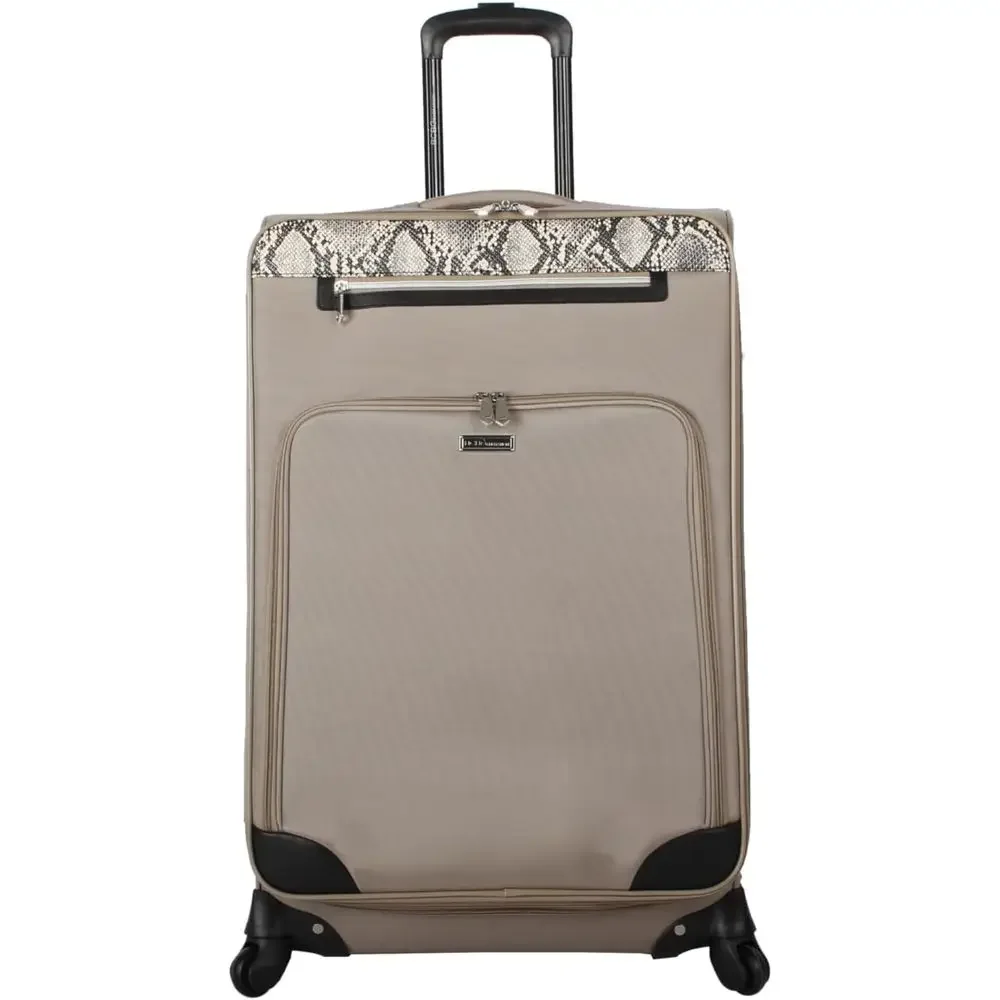 Expandable Khaki Suitcase with Spinner Wheels, 28 Inch Large Size