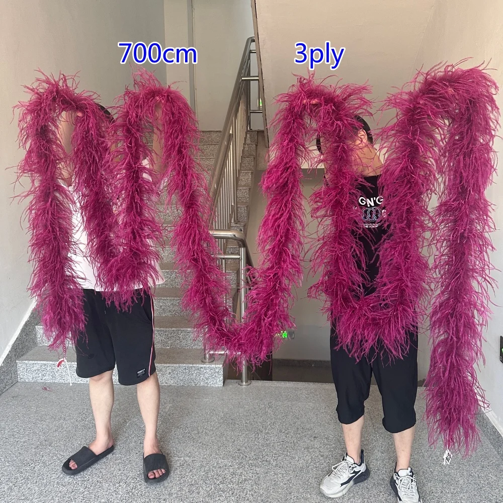 7Meters Ostrich Feather Boa 3/4/6/8/10Ply Fluffy Ostrich Feather Trim Plumas Shawl For Wedding Party DIY Stage Decor Accessories