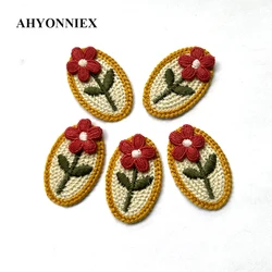 AHYONNIEX 5PCS Embroidered Cute Flower Patches Hairclips Bags DIY Applique Embroidery Parches Sew On Patch for DIY