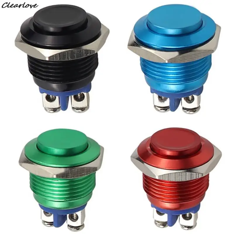 Round Shape 16mm IP67 Metal Push Button Switch Waterproof Self-reset Momentary Locking Latching NO High / Flat / Momentary