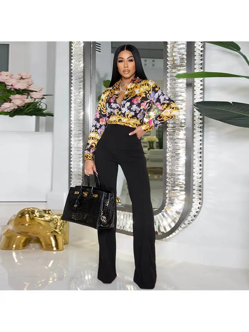 

New 2025 Slim Fit irt Wide Leg Pants Casual Set Women's Faion Ensemble Long Sve round Ne f Zipper Regenerated Cel...