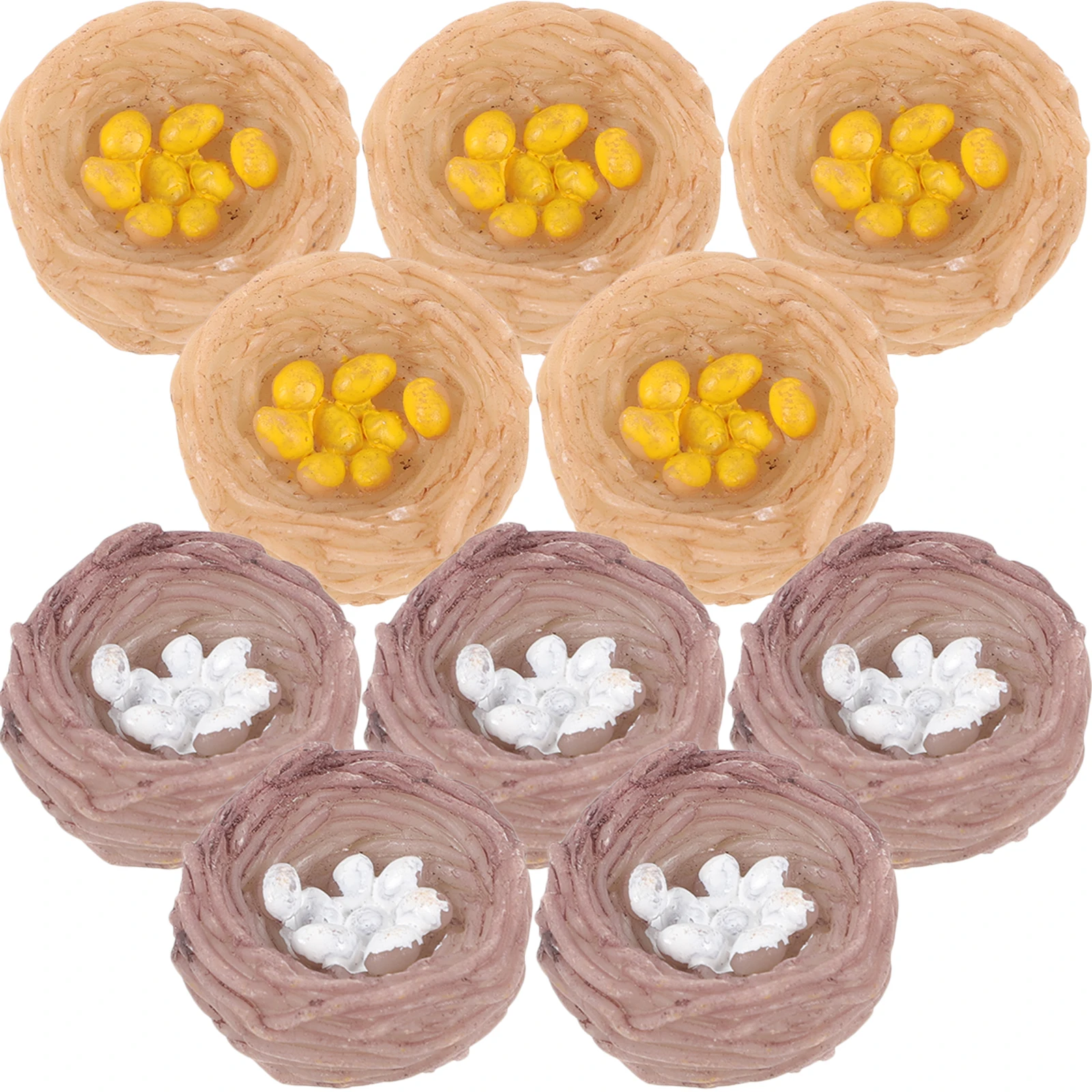 

10pcs Resin Bird Nest Ornaments Artificial Decor Mini Nests Easter Supplies Statue Crafts Detailed Compact