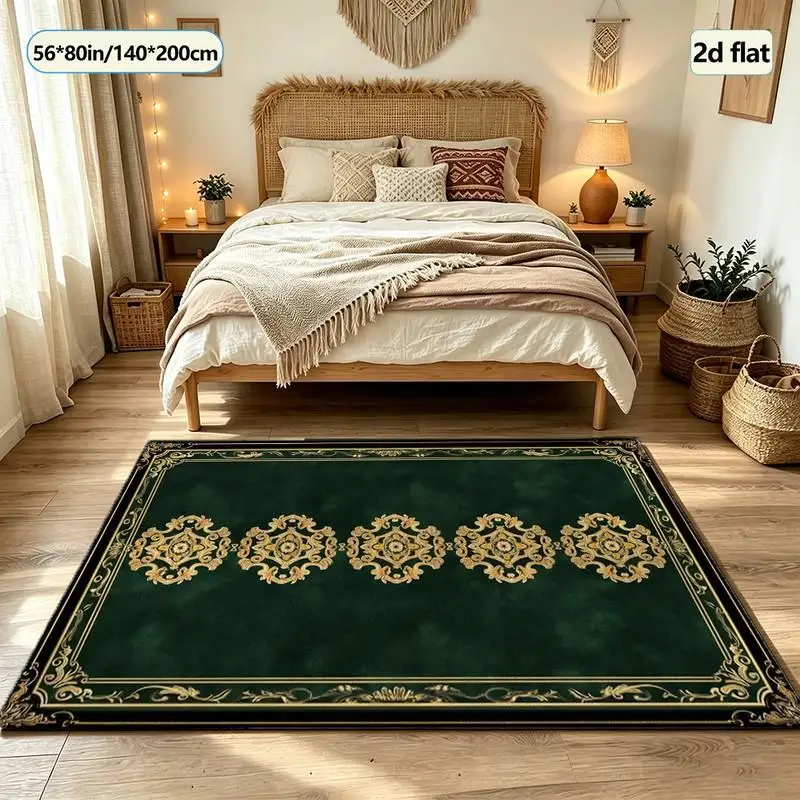 1 piece vintage ornate velvet rug, soft comfortable, all seasons, lightweight easy to maintain, home decor, living room decor, bedroom decor, autumn, winter
