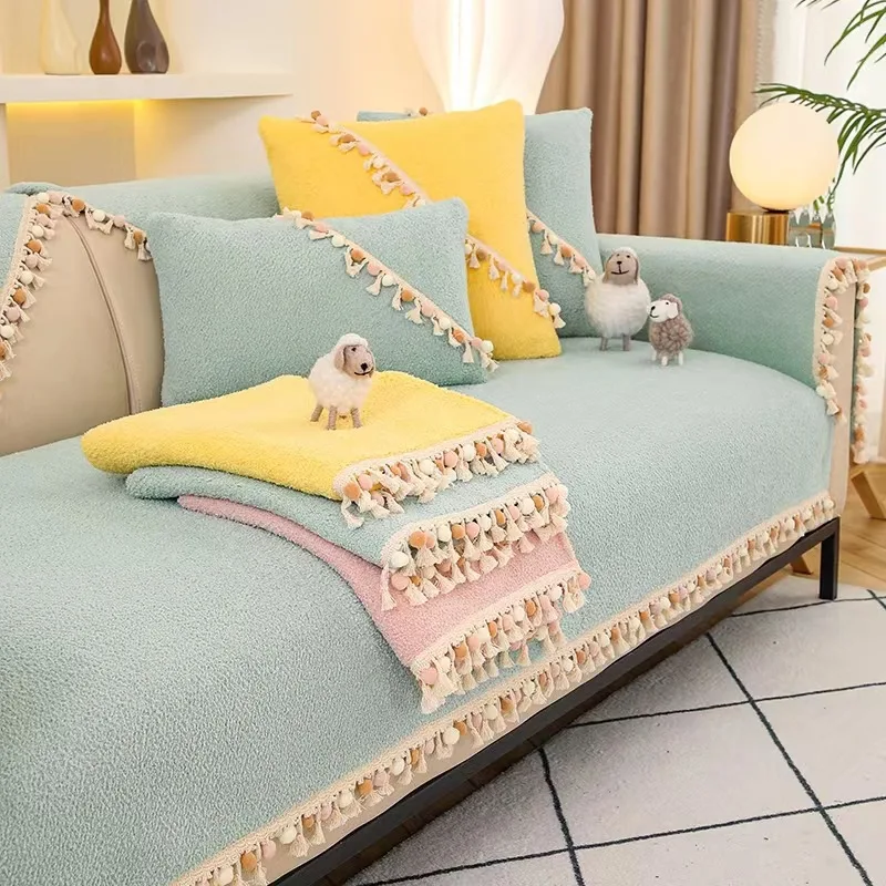 Nordic Chenille Sofa Cover Mat Four Seasons Universal Non-Slip Couch Slipcovers L-shaped Sofa Towel Protector for Living Room