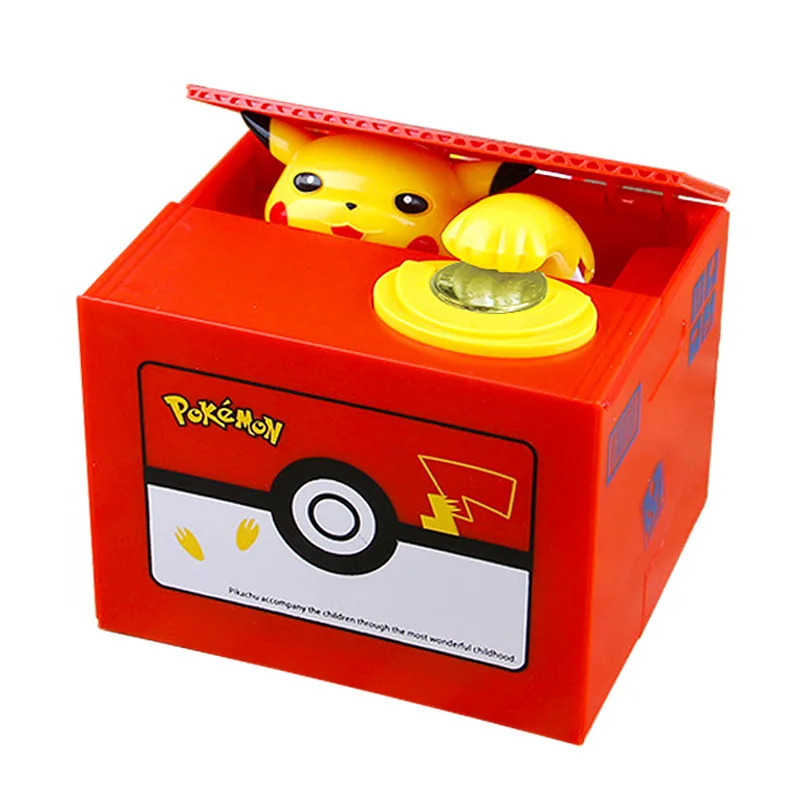 Pokemon Pikachu Piggy Bank Action Figure Anime Cartoon Electronic Plastic Money Box Steal Coin Piggy Bank Kid Birthday Toy Gift