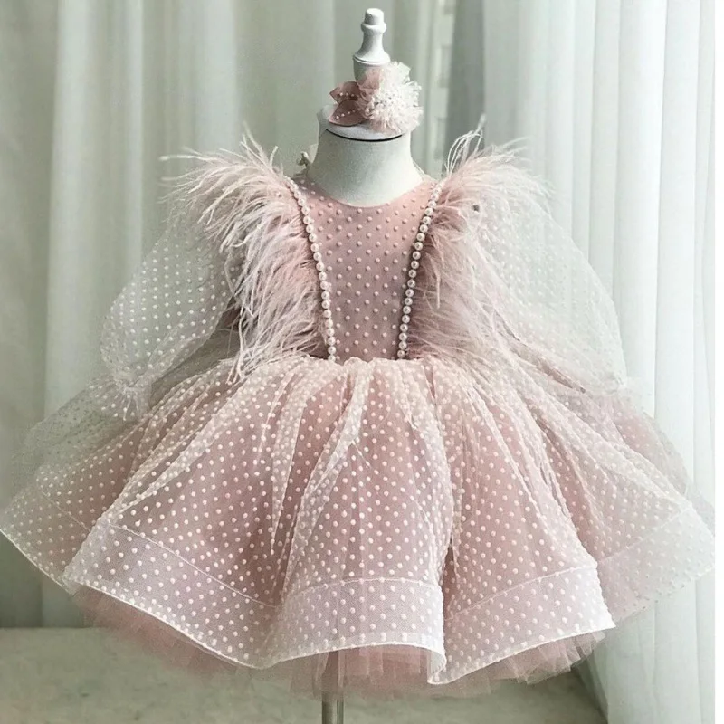 Cute Children One Year Old Celebration Dress2025New Fantasy Simple AliExpress Foreign Trade Children's Tulle Tutu Children's Dre