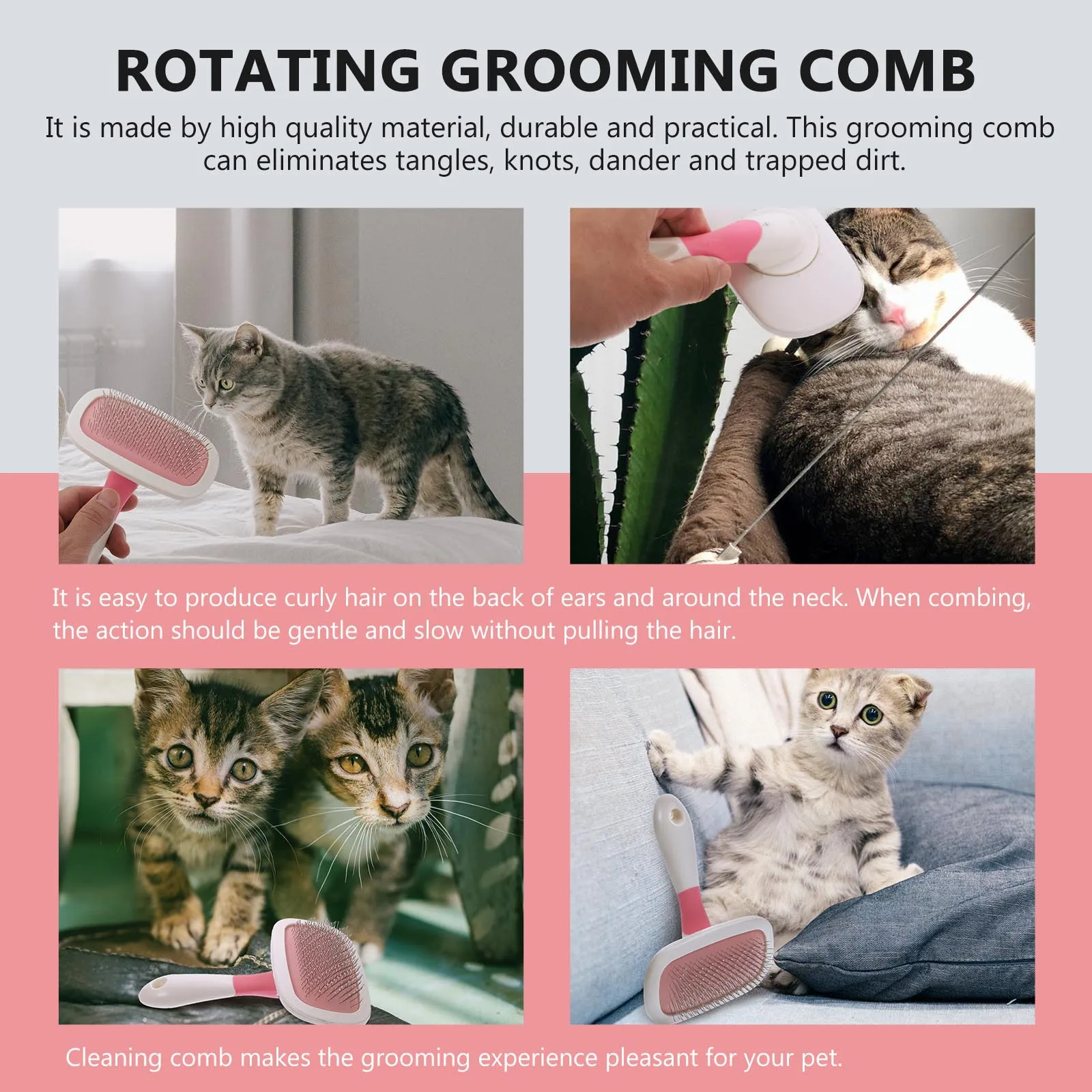 

1Pcs Pet Massage Comb Hair Removal Detangling Tool Comfortable Grip Grooming Brush for Cats Dogs Loose Hair Cleaning