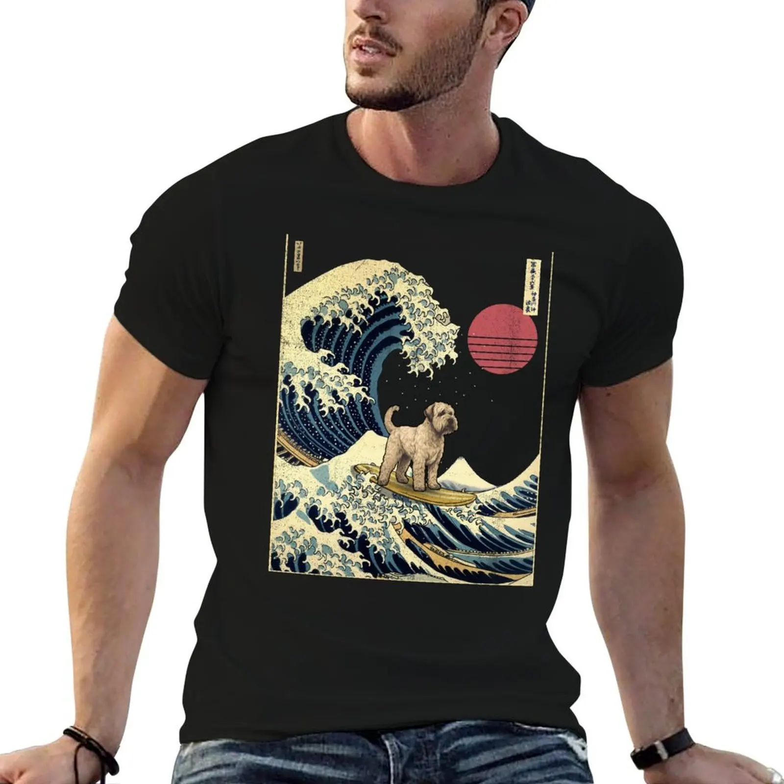 

Soft Coated Wheaten Terrier Kanagawa Japanese Surfing Wave T-Shirt cotton t shirt man man t shirt designer T-Shirt