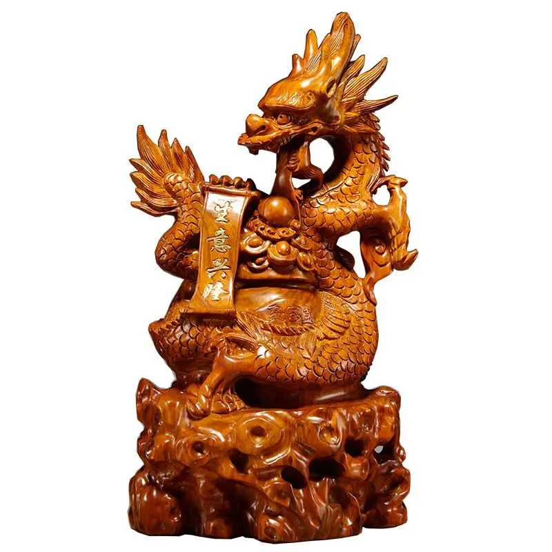 

Rosewood Carving Dragon Ornament Home Office Furnishings Mahogany Carving Crafts