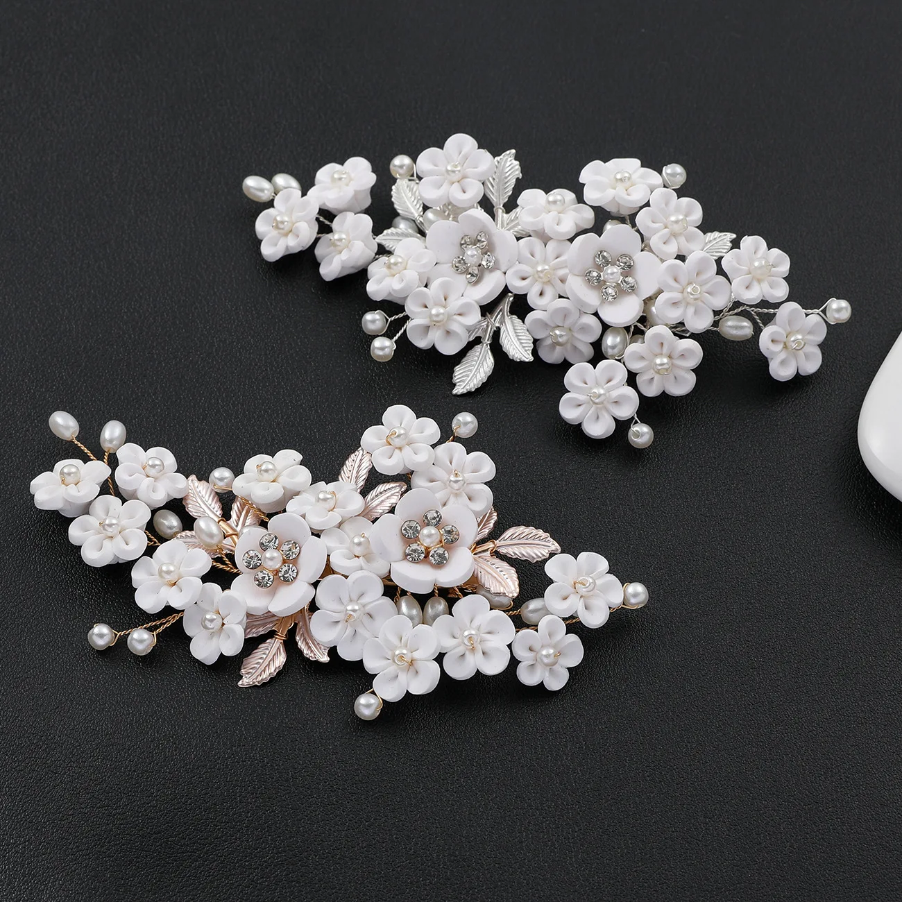 Flower Bridal Hair Clips Wedding Hair Jewelry Accessories Pearl  Side Hair Combs Hairpin For Bridal Tiara Wedding Headpieces