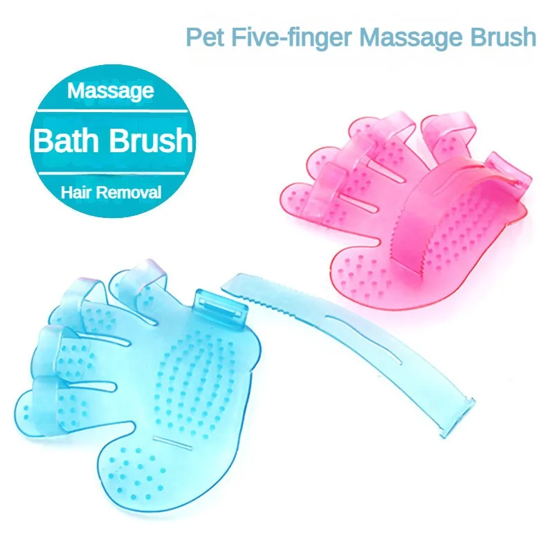 Pet Bath Brush Dog Bath Gloves Five-finger Massage Brush Cat Beauty Bath Cleaning Supplies Pet Accessories Customizable