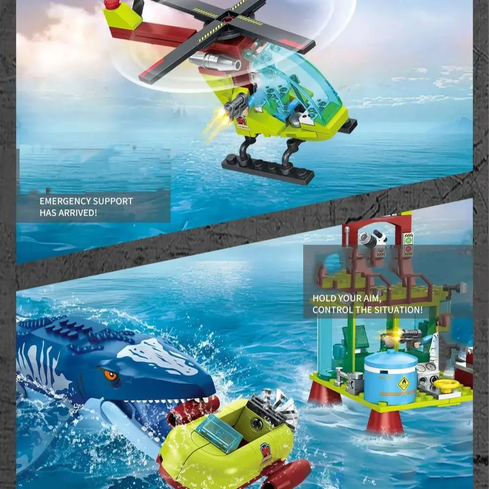 Dinosaur World Movie Series Building Blocks Compatible Brands Brick Sets Mosasaurus Research Station Toys For Kid Children Gifts
