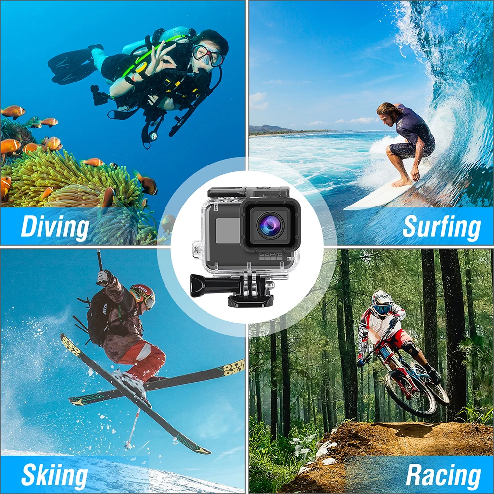 Housse de protection pour caméra, 60m sous-marine, pour GoPro Go Pro Hero 7 6 5, boîtier noir de protection pour plongée, accessoires pour caméra d'action