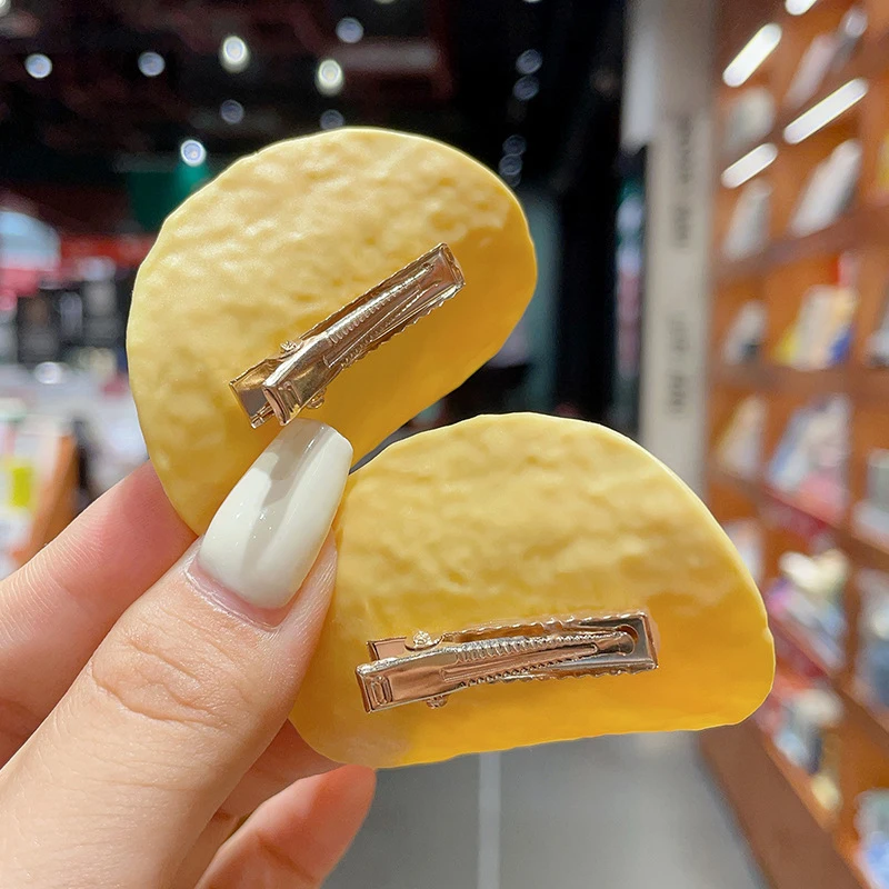 

1PCS Funny Simulated Potato Chip Hairpin Hair Clips For Girls Women Hair Accessories Duck Bill Clip Side Clip