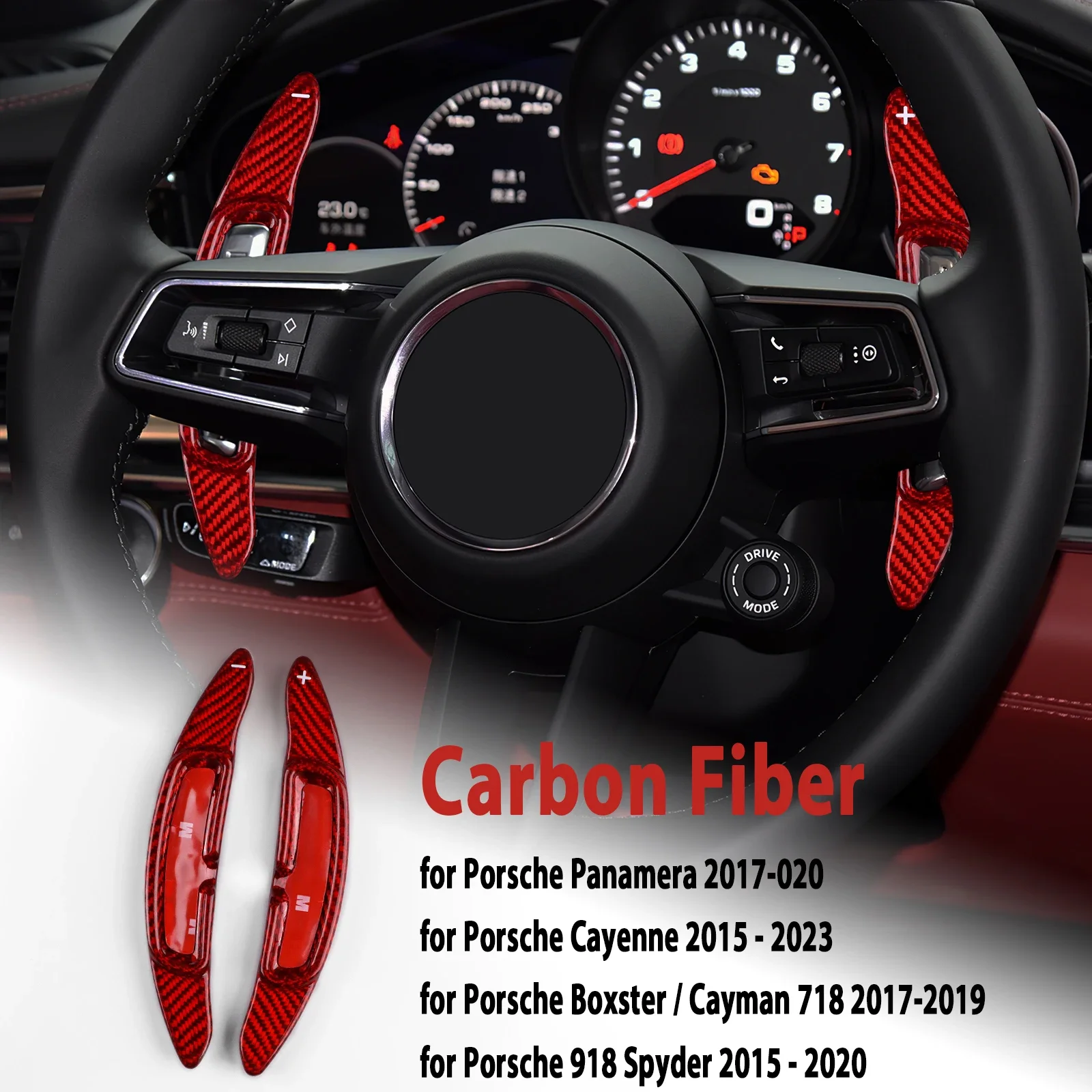 

Real Hard Carbon Fiber for Porsche Panamera Macan 971 718 911 Cayenne Boxster Car Accessories Steering Wheel 2PCS Paddle Shifter