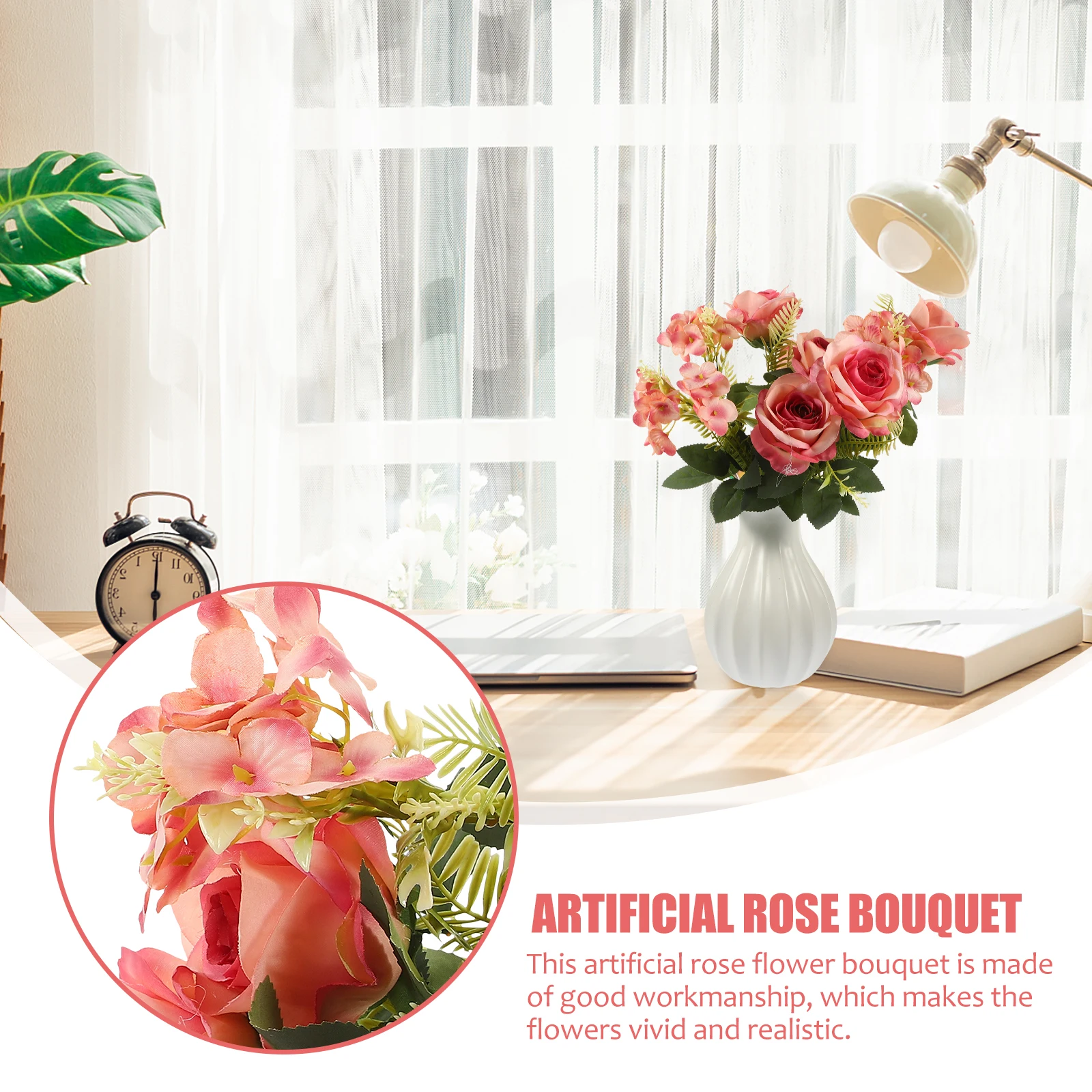 

Artificial Rose Bouquet Fake Wedding Flowers Floral Arrangement Roses Artifcial Decorations Faux Stems Bulk Arrangements