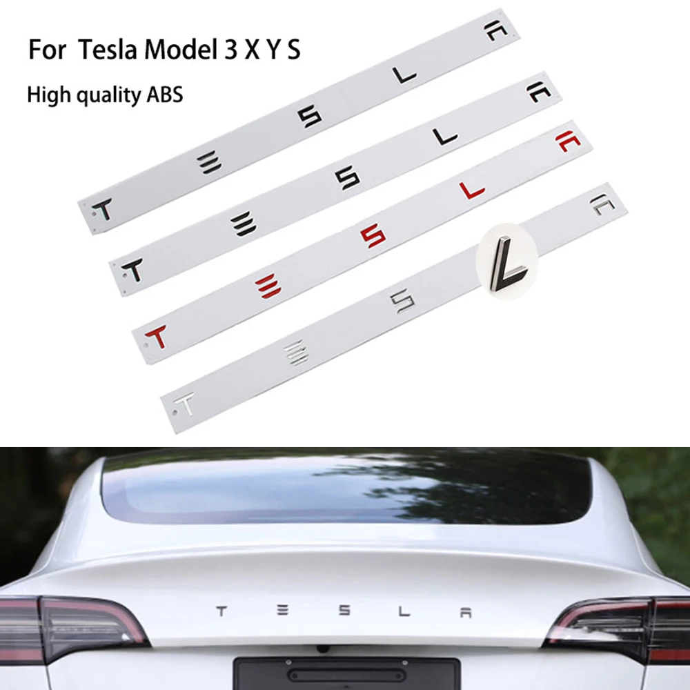 

3D ABS-эмблема TESLA, задняя эмблема на багажник автомобиля, гальванизированная буквенная наклейка для Tesla Model 3 Y S X, аксессуары для модификации