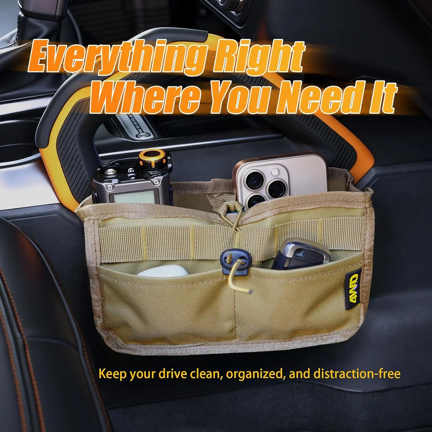 Seat Back Storage Bag for Ford Bronco 2021-2025 MOLLE Tactical Organizer for 2-Door & 4-Door (Not Sport) Armrest Storage Pouch view 3