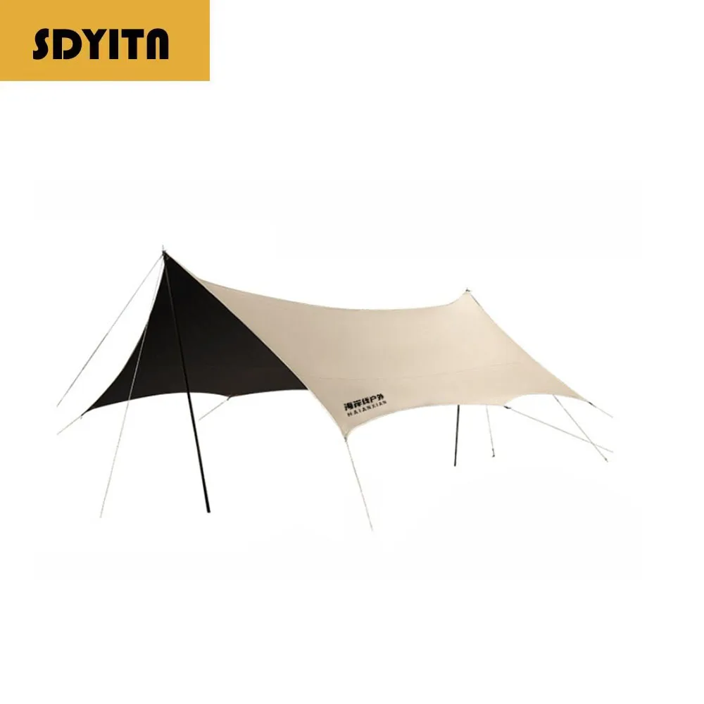 

Black Vinyl Sunshade Tent Outdoor Camping Canopy Table and Chair Set Butterfly Camping Sunscreen UV Protector