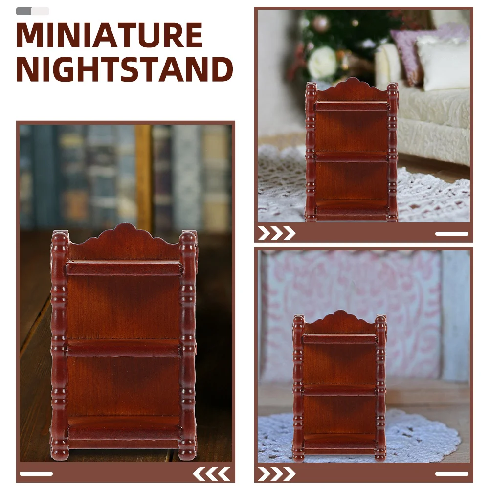 2 szt. Miniaturowe stoliki nocne drewniane w skali 1/12 do domku dla lalek, szafka nocna do sypialni, kuchni, akcesoria do mini domku, dekoracja, symulacja