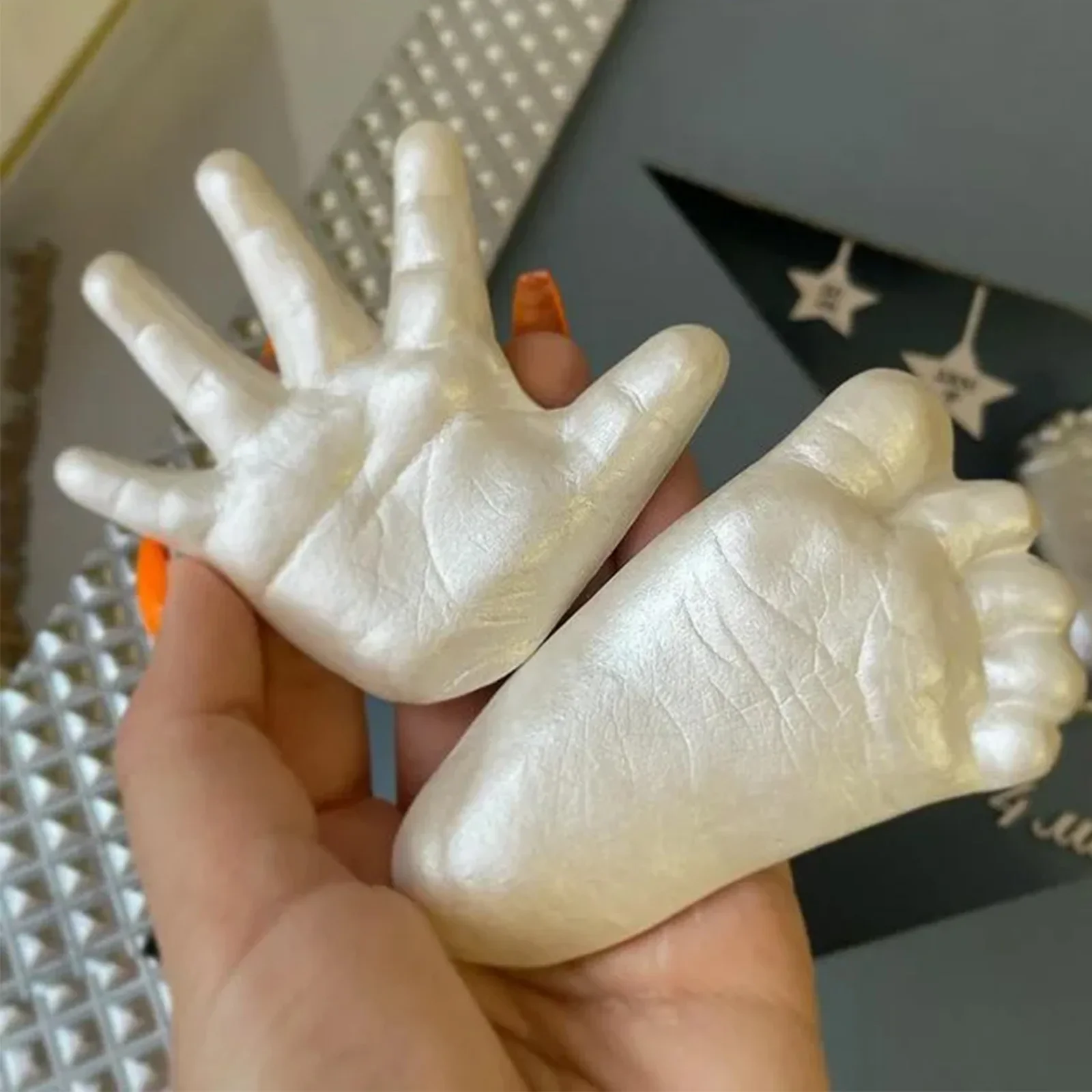 Handmade 3D Baby Footprint Model Set, lembrança do crescimento do bebê, decoração do casamento do casal, mão Mini Casting Kit, DIY